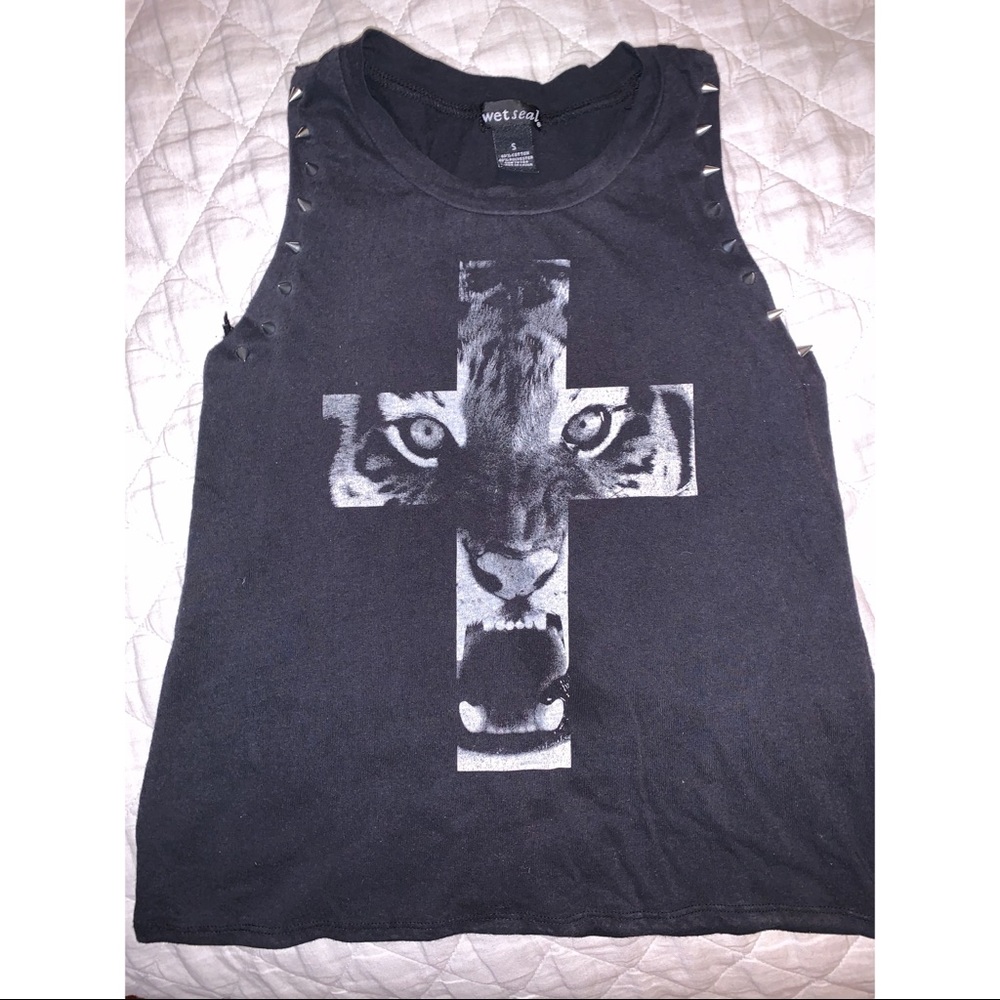 Cross Tiger Tank Top with Studs